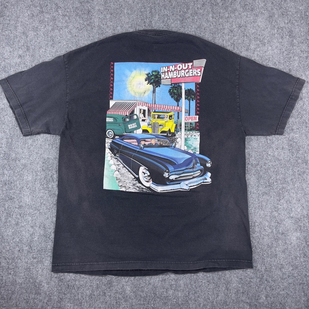 In-N-Out Burger Faded T-Shirt Mens XL Black Las Vegas Classic Car Graphic Tee
